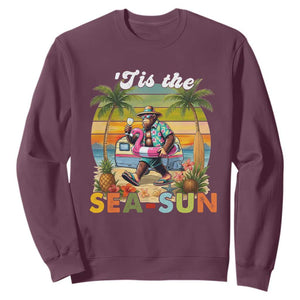 Hawaiian Bigfoot Christmas In July Sweatshirt Tis The Sea-Sun TS14 Maroon Print Your Wear