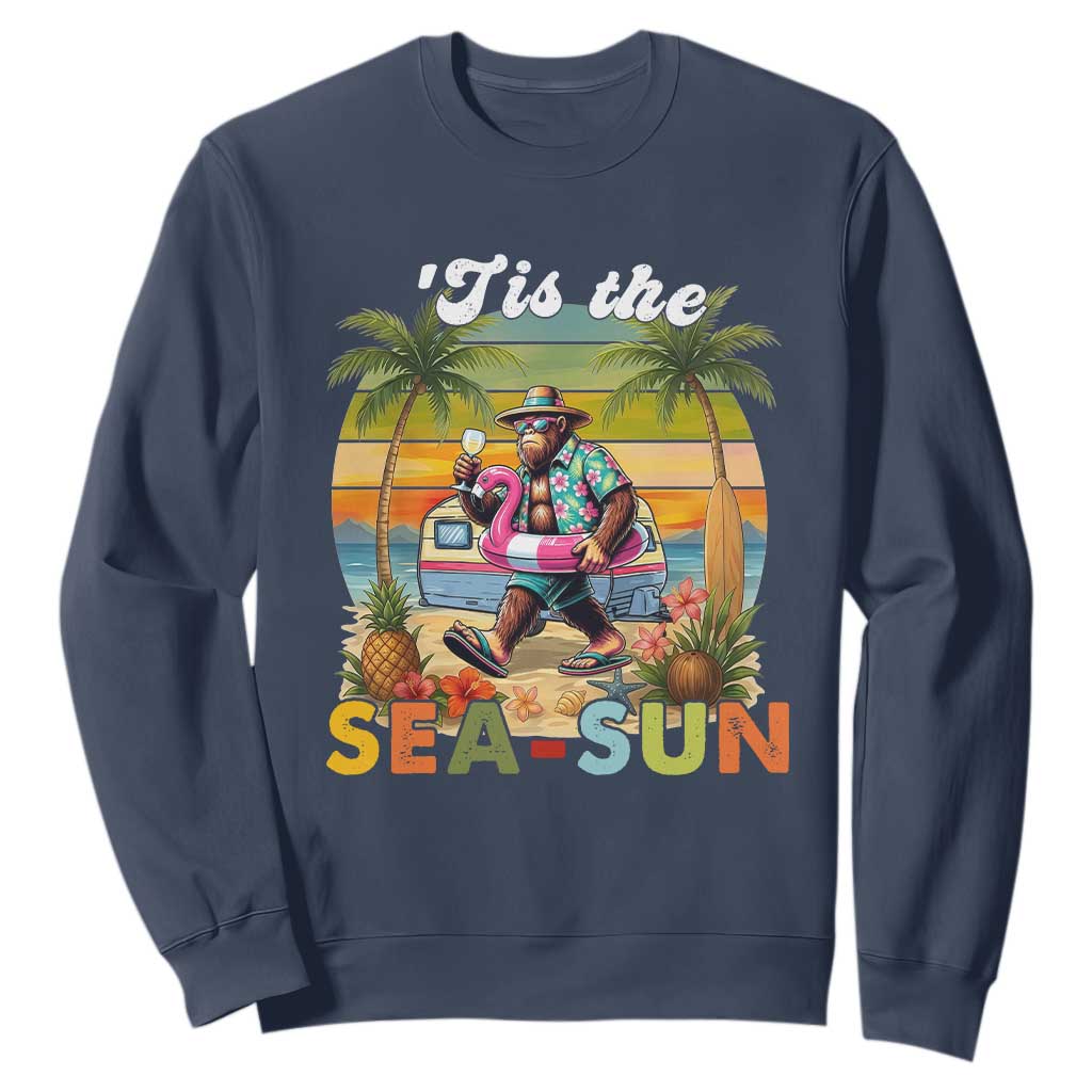 Hawaiian Bigfoot Christmas In July Sweatshirt Tis The Sea-Sun TS14 Navy Print Your Wear