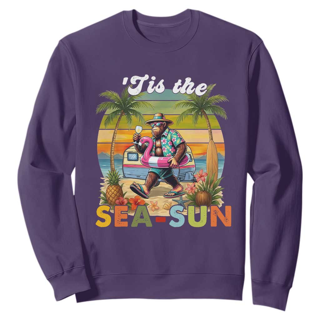 Hawaiian Bigfoot Christmas In July Sweatshirt Tis The Sea-Sun TS14 Purple Print Your Wear
