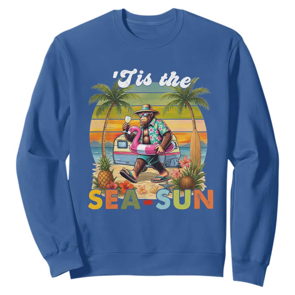 Hawaiian Bigfoot Christmas In July Sweatshirt Tis The Sea-Sun TS14 Royal Blue Print Your Wear