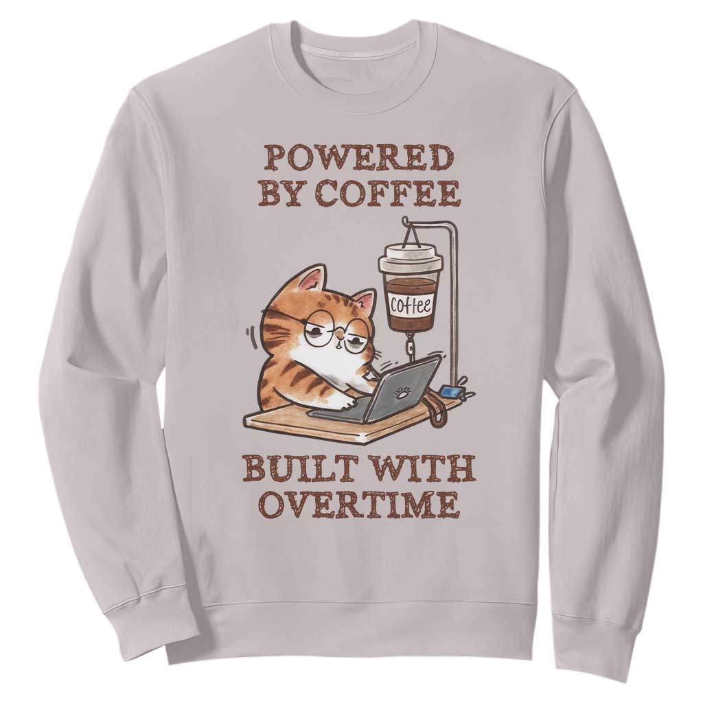 Funny Cat Drinking Coffee Sweatshirt I Dont Care What Day It Is Its Early I Want Coffee TS14 Ice Gray Print Your Wear