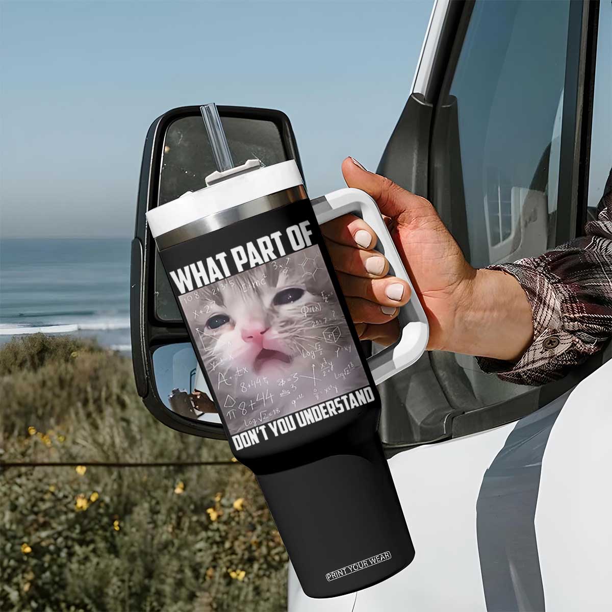 Funny Math Cat Lover Tumbler With Handle What Part Of Do Not You Understand TS14 Print Your Wear