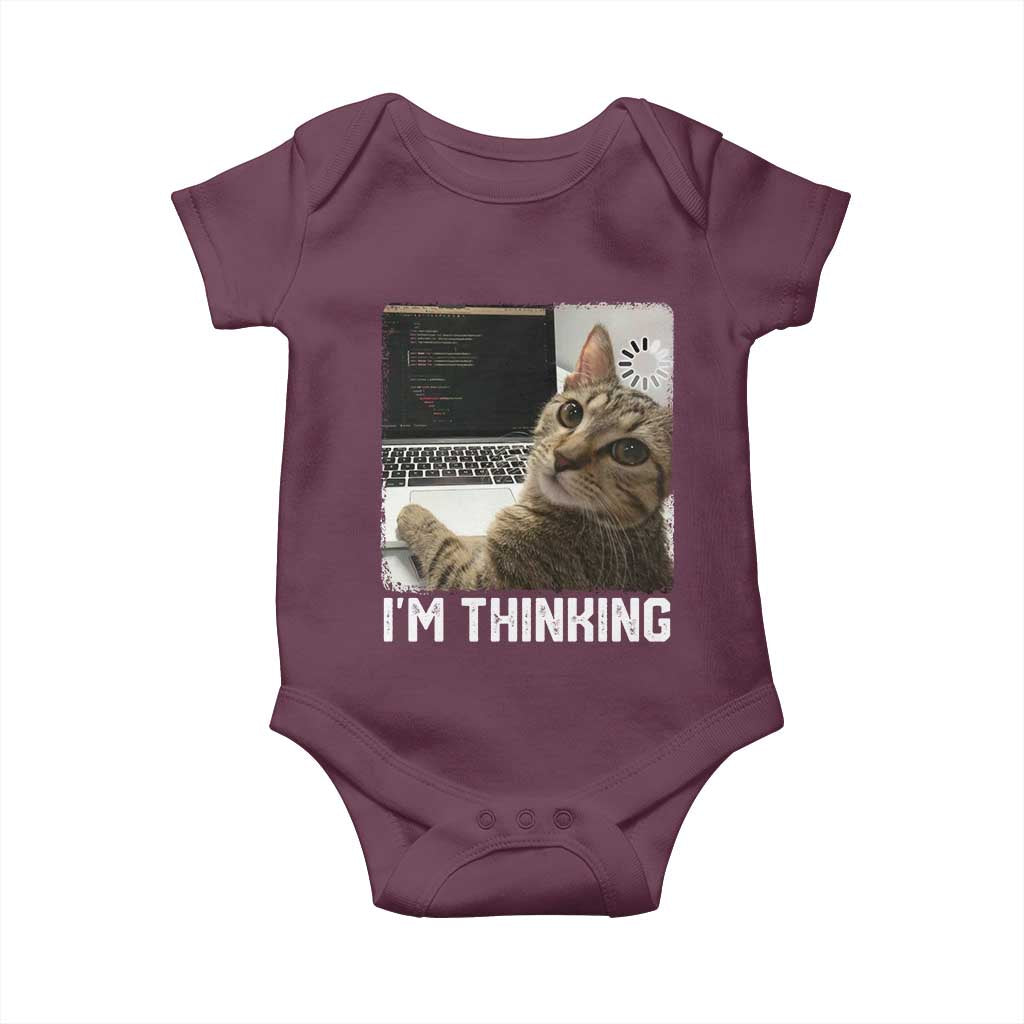 Tech Support Cat Baby Onesie I'm Thinking Funny Computer Engineer Coding Kitty TS14 Maroon Print Your Wear