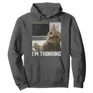 Tech Support Cat Hoodie I'm Thinking Funny Computer Engineer Coding Kitty TS14 Dark Heather Print Your Wear