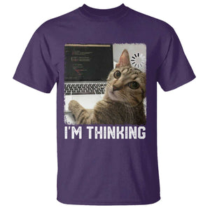 Tech Support Cat T Shirt I'm Thinking Funny Computer Engineer Coding Kitty TS14 Purple Print Your Wear