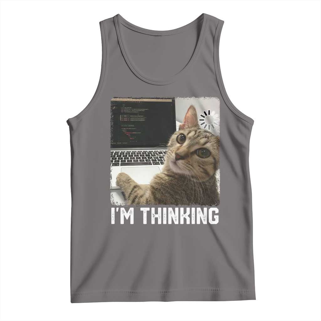 Tech Support Cat Tank Top I'm Thinking Funny Computer Engineer Coding Kitty TS14 Deep Heather Print Your Wear