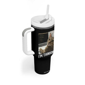 Tech Support Cat Tumbler With Handle I'm Thinking Funny Computer Engineer Coding Kitty TS14 Print Your Wear