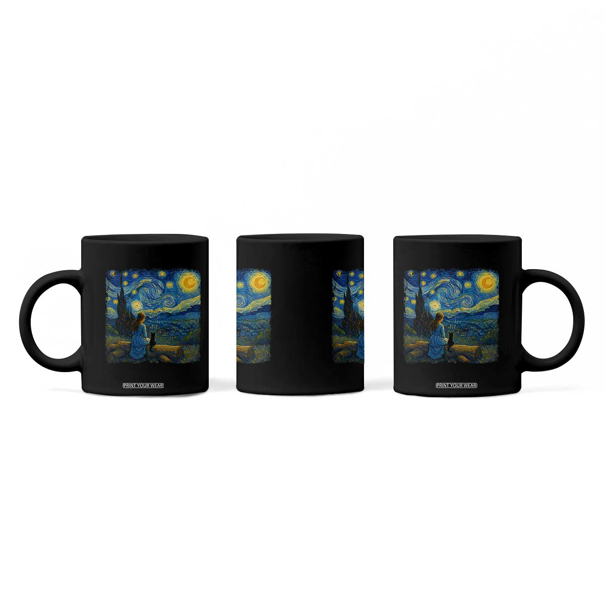 Cute Cat Starry Night Coffee Mug Kitty Lovers TS14 Print Your Wear