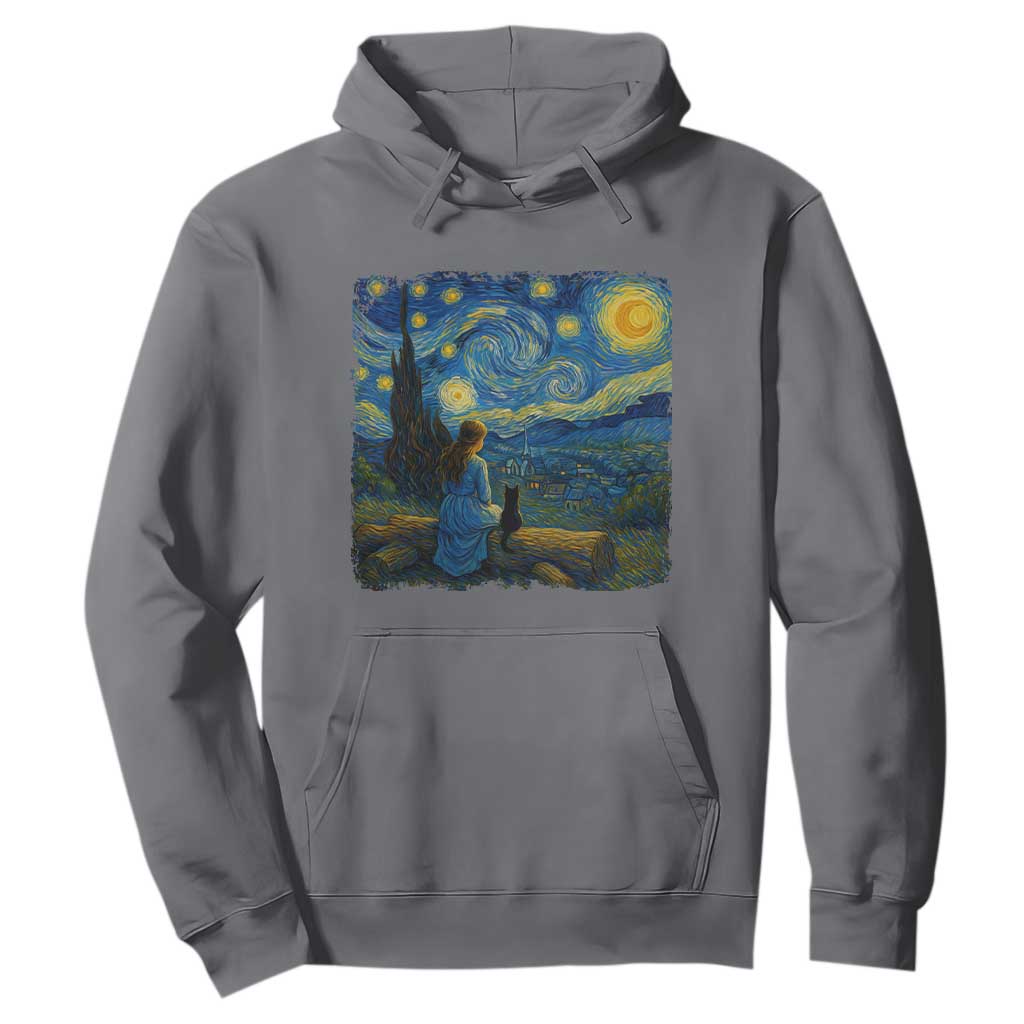 Cute Cat Starry Night Hoodie Kitty Lovers TS14 Charcoal Print Your Wear