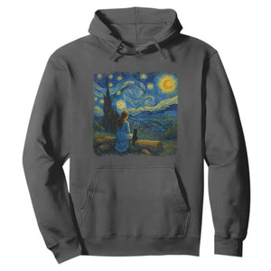 Cute Cat Starry Night Hoodie Kitty Lovers TS14 Dark Heather Print Your Wear