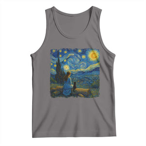 Cute Cat Starry Night Tank Top Kitty Lovers TS14 Deep Heather Print Your Wear