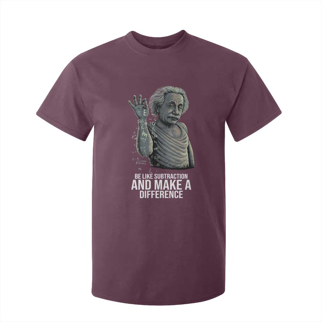 Funny Math Teacher T Shirt For Kid Be Like Subtraction And Make A Difference TS14 Maroon Print Your Wear