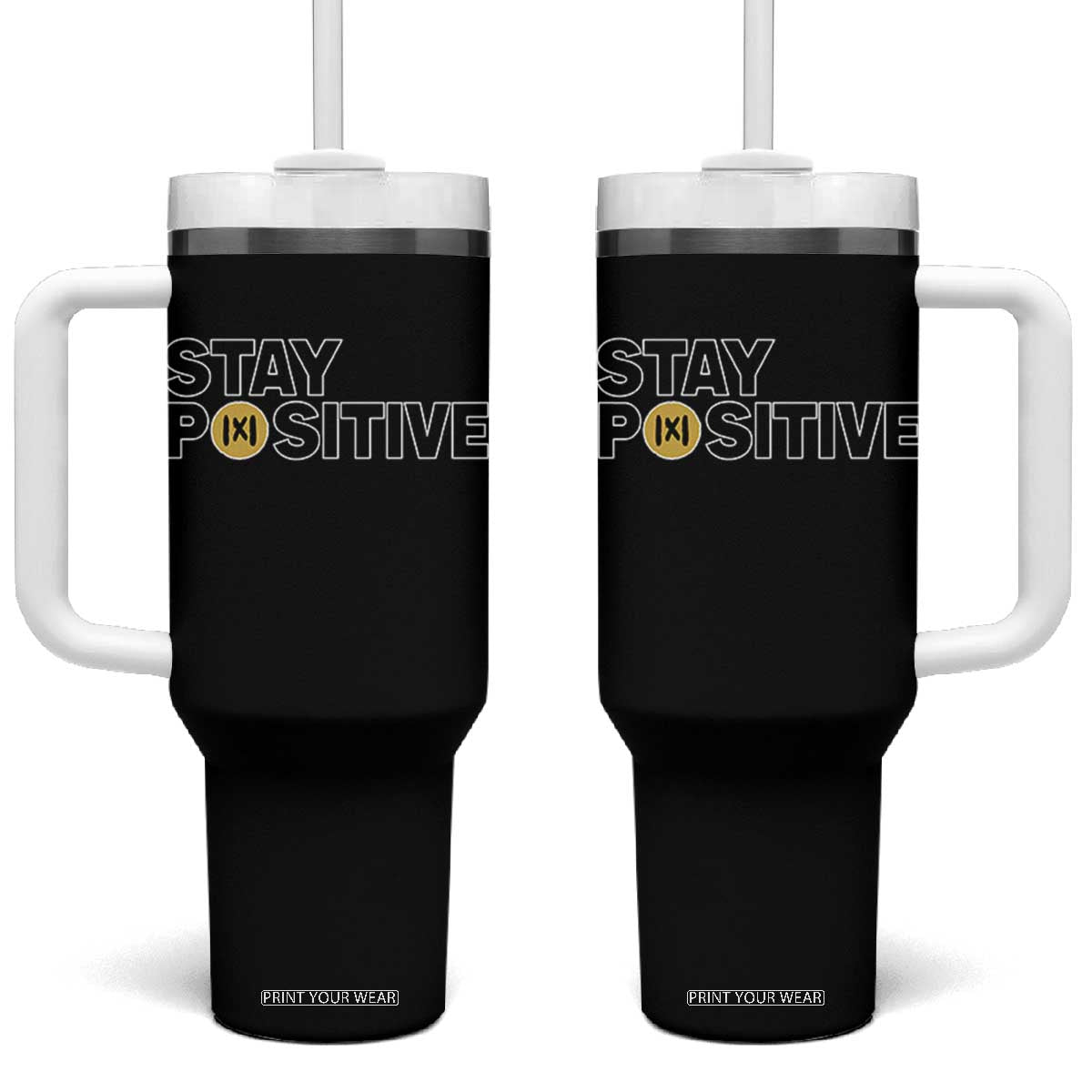 Funny Math Tumbler With Handle Absolute Value Stay Positive TS14 One Size: 40 oz Black Print Your Wear