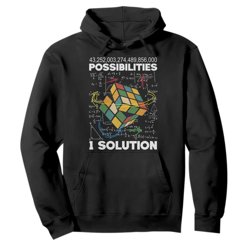 Funny Speed Cubing Hoodie One Solution Math Puzzle Cube TS14 Black Print Your Wear