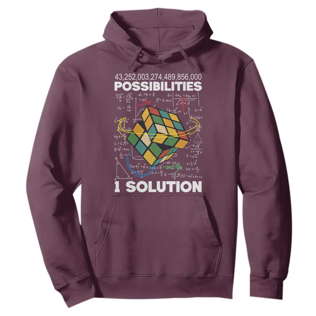 Funny Speed Cubing Hoodie One Solution Math Puzzle Cube TS14 Maroon Print Your Wear