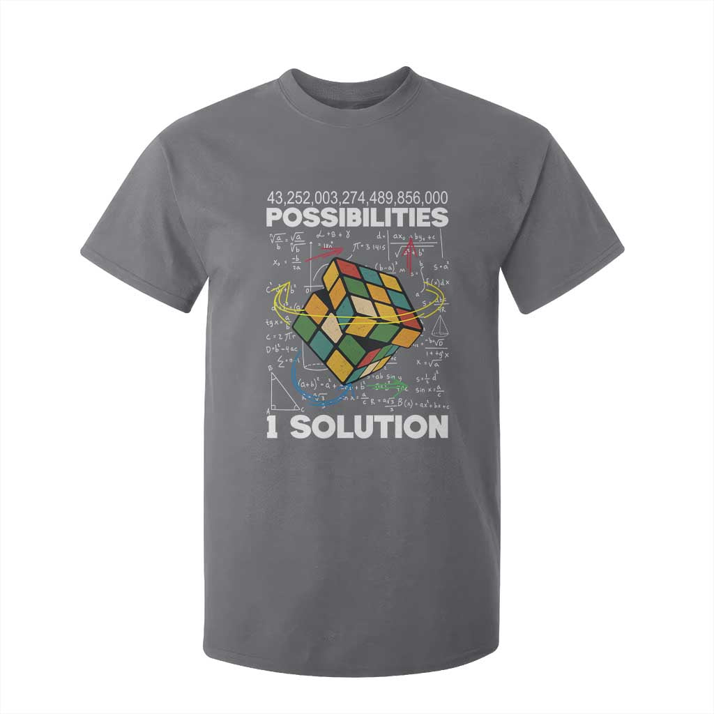 Funny Speed Cubing T Shirt For Kid One Solution Math Puzzle Cube TS14 Charcoal Print Your Wear