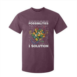 Funny Speed Cubing T Shirt For Kid One Solution Math Puzzle Cube TS14 Maroon Print Your Wear
