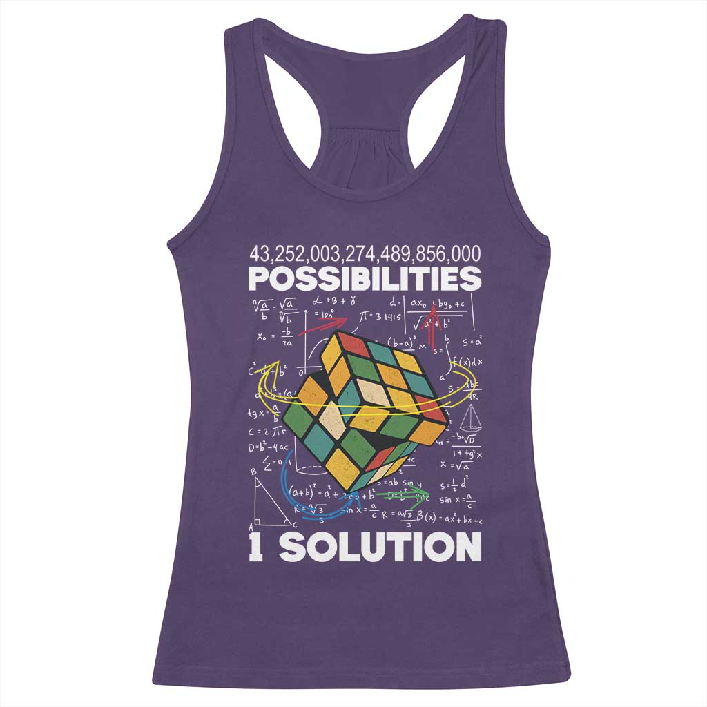 Funny Speed Cubing Racerback Tank Top One Solution Math Puzzle Cube TS14 Purple Print Your Wear