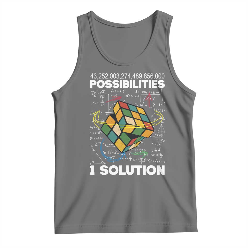 Funny Speed Cubing Tank Top One Solution Math Puzzle Cube TS14 Black Heather Print Your Wear