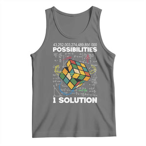 Funny Speed Cubing Tank Top One Solution Math Puzzle Cube TS14 Black Heather Print Your Wear