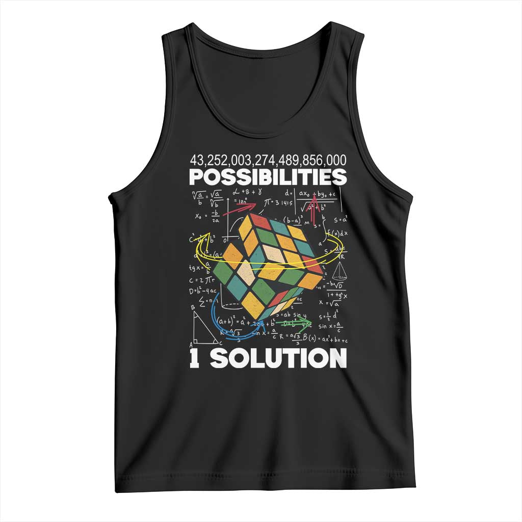 Funny Speed Cubing Tank Top One Solution Math Puzzle Cube TS14 Black Print Your Wear