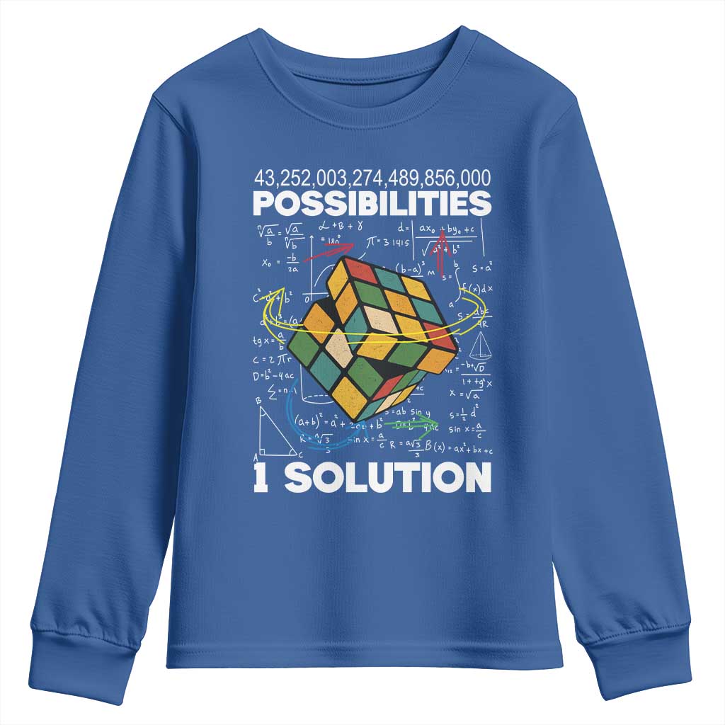 Funny Speed Cubing Youth Sweatshirt One Solution Math Puzzle Cube TS14 Royal Blue Print Your Wear