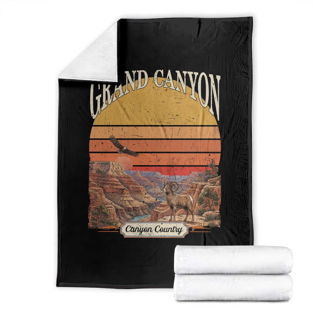 Grand Canyon Arizona 90s Desert Sunset Nostalgia Hiking Throw Blanket TS14 Black Print Your Wear