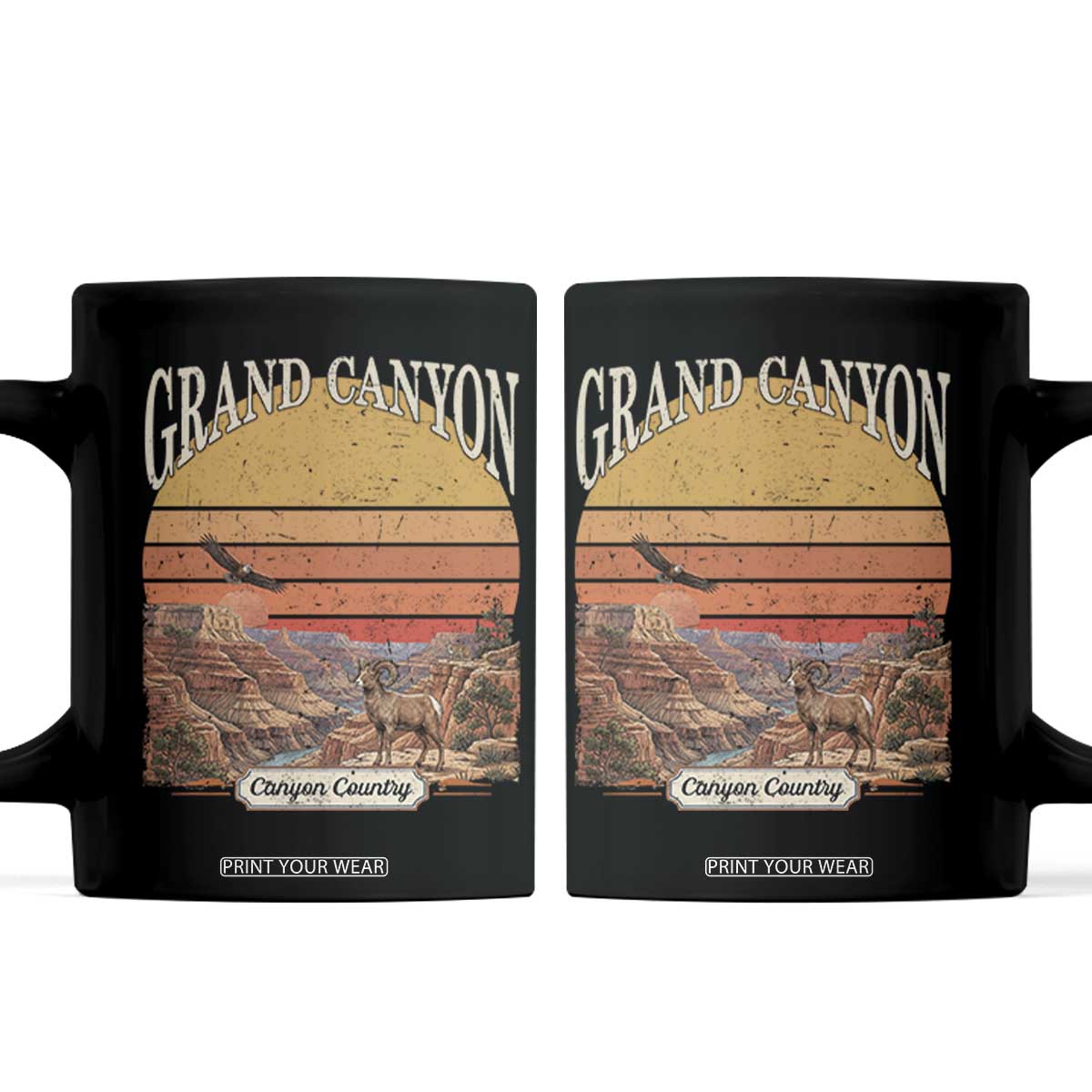 Grand Canyon Arizona 90s Desert Sunset Nostalgia Hiking Coffee Mug TS14 Black Print Your Wear
