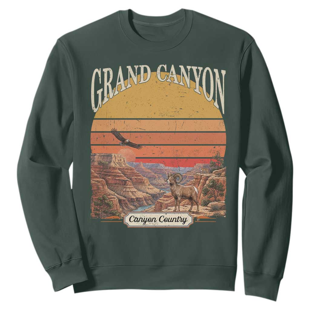 Grand Canyon Arizona 90s Desert Sunset Nostalgia Hiking Sweatshirt TS14 Dark Forest Green Print Your Wear