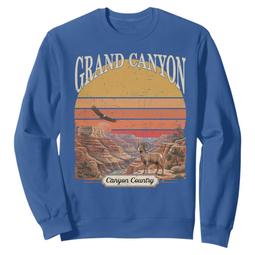 Grand Canyon Arizona 90s Desert Sunset Nostalgia Hiking Sweatshirt TS14 Royal Blue Print Your Wear
