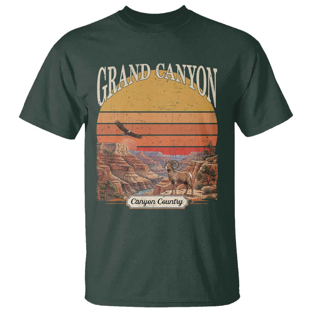 Grand Canyon Arizona 90s Desert Sunset Nostalgia Hiking T Shirt TS14 Dark Forest Green Print Your Wear