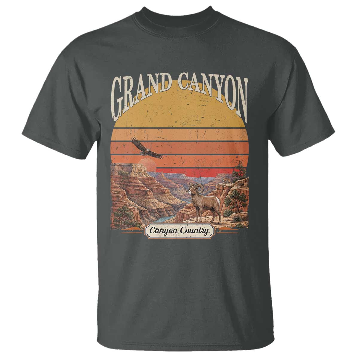 Grand Canyon Arizona 90s Desert Sunset Nostalgia Hiking T Shirt TS14 Dark Heather Print Your Wear