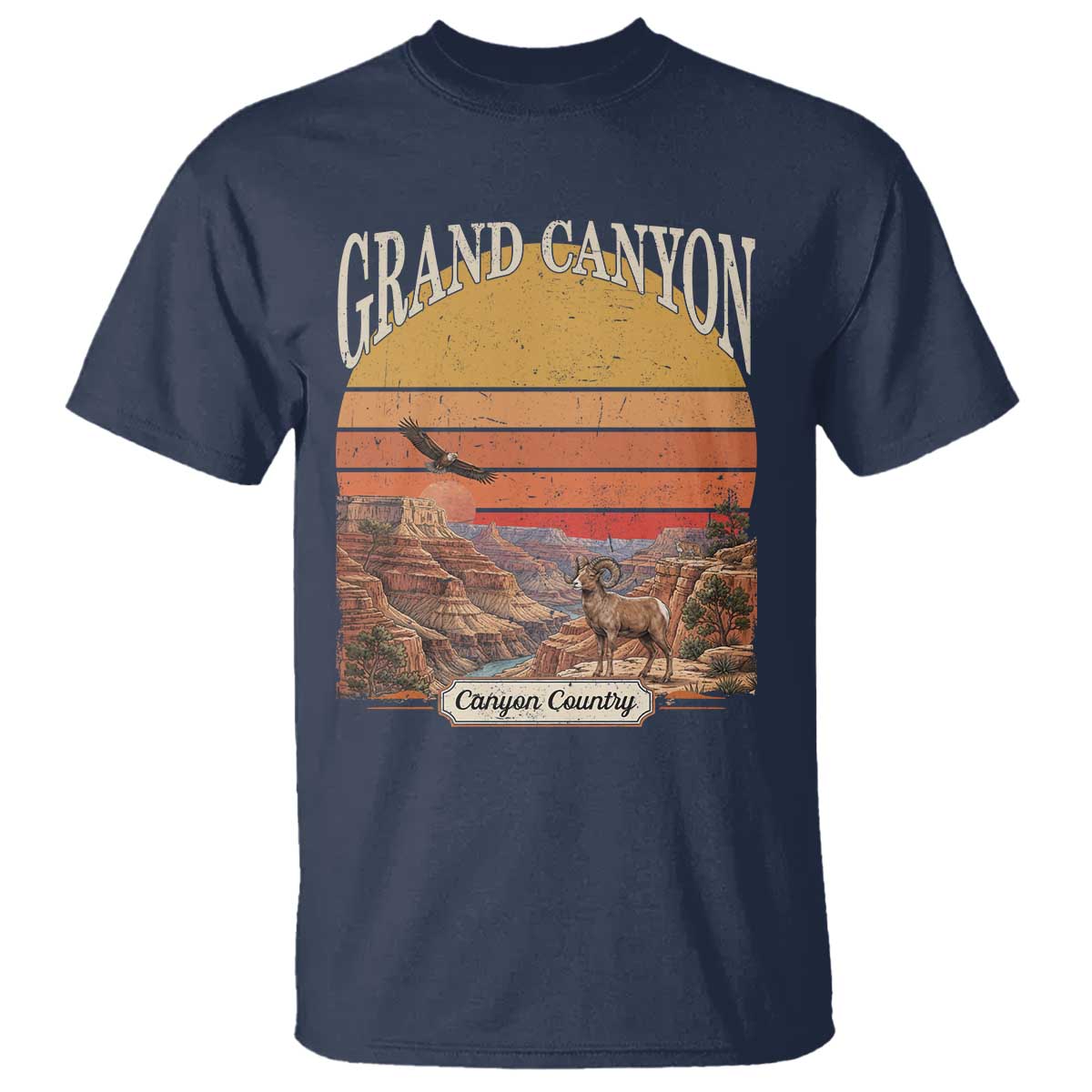 Grand Canyon Arizona 90s Desert Sunset Nostalgia Hiking T Shirt TS14 Navy Print Your Wear