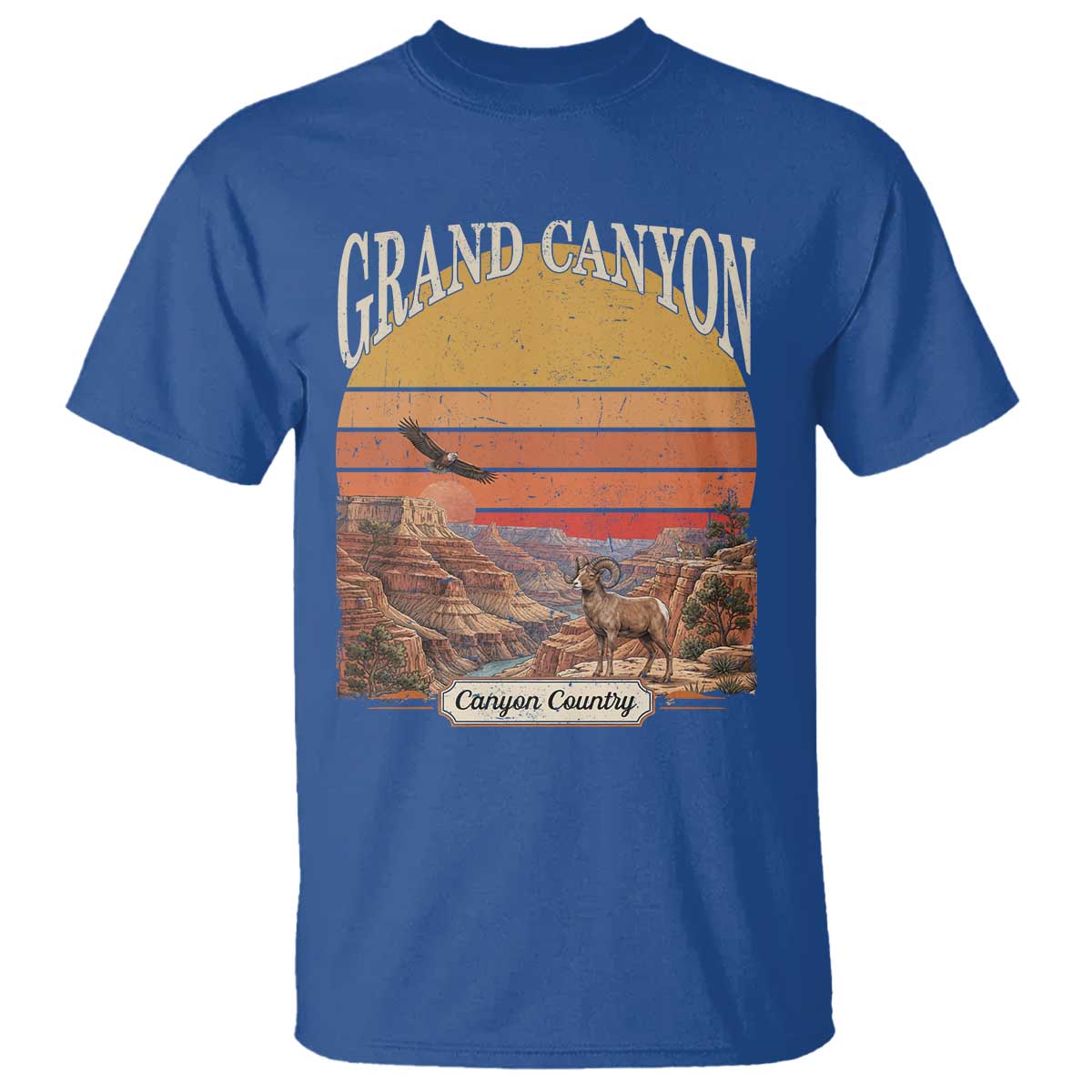 Grand Canyon Arizona 90s Desert Sunset Nostalgia Hiking T Shirt TS14 Royal Blue Print Your Wear