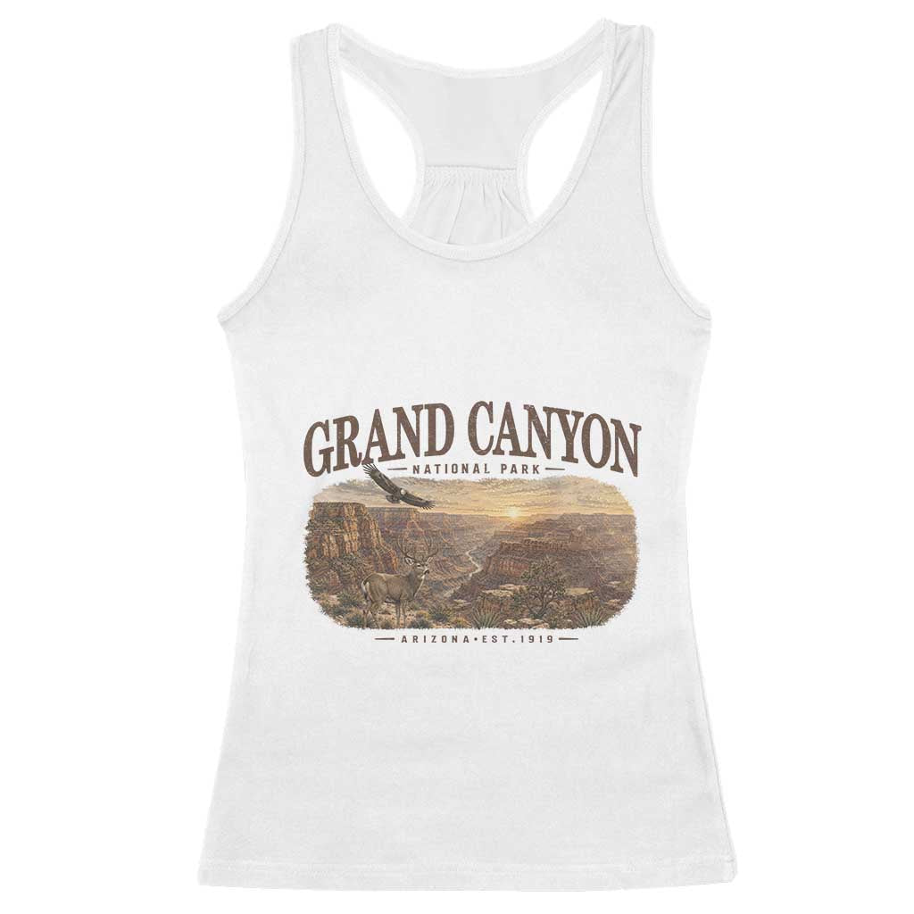 Grand Canyon National Park Arizona Established 1919 Racerback Tank Top Retro Deer Wildlife Nature Hiking Southwest Souvenir TS14 White Print Your Wear