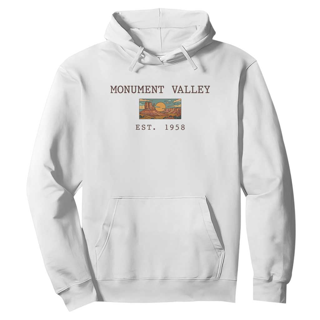Retro Monument Valley Arizona Sunset Established 1958 Hoodie Southwest Desert Road Trip Eagle Nature Souvenir TS14 White Print Your Wear