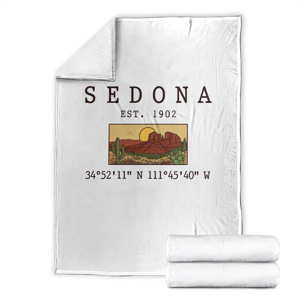 Vintage Sedona Arizona Established 1902 Throw Blanket Southwest Desert Cactus Scenic Nature Souvenir TS14 White Print Your Wear