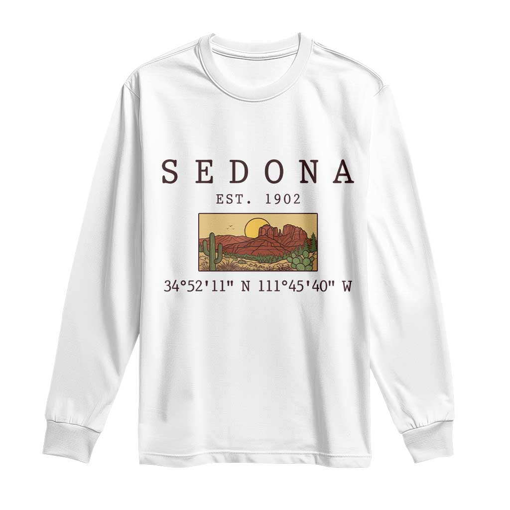 Vintage Sedona Arizona Established 1902 Long Sleeve Shirt Southwest Desert Cactus Scenic Nature Souvenir TS14 White Print Your Wear