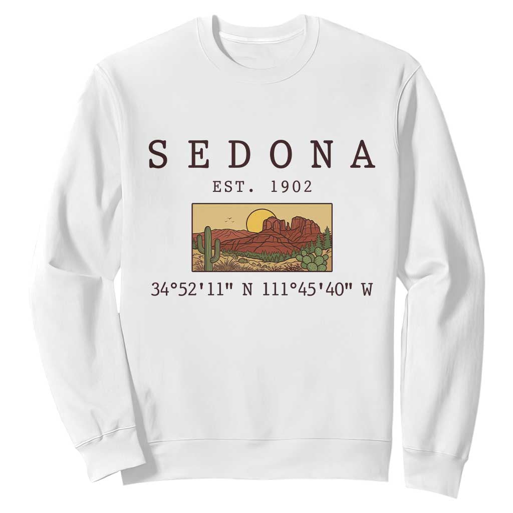 Vintage Sedona Arizona Established 1902 Sweatshirt Southwest Desert Cactus Scenic Nature Souvenir TS14 White Print Your Wear