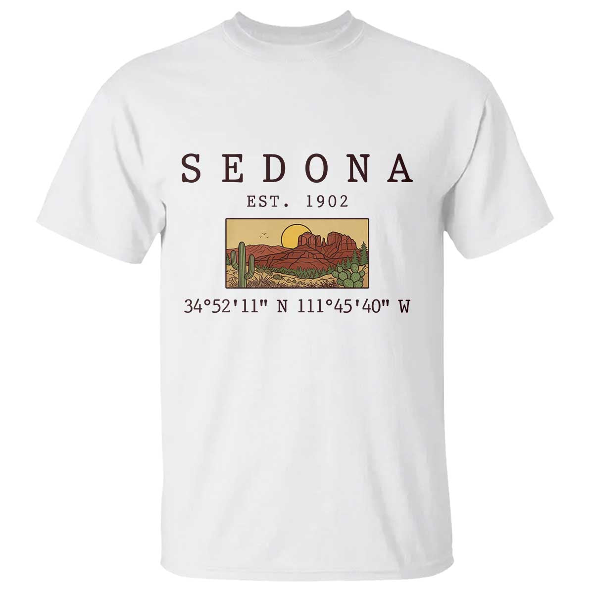 Vintage Sedona Arizona Established 1902 T Shirt Southwest Desert Cactus Scenic Nature Souvenir TS14 White Print Your Wear