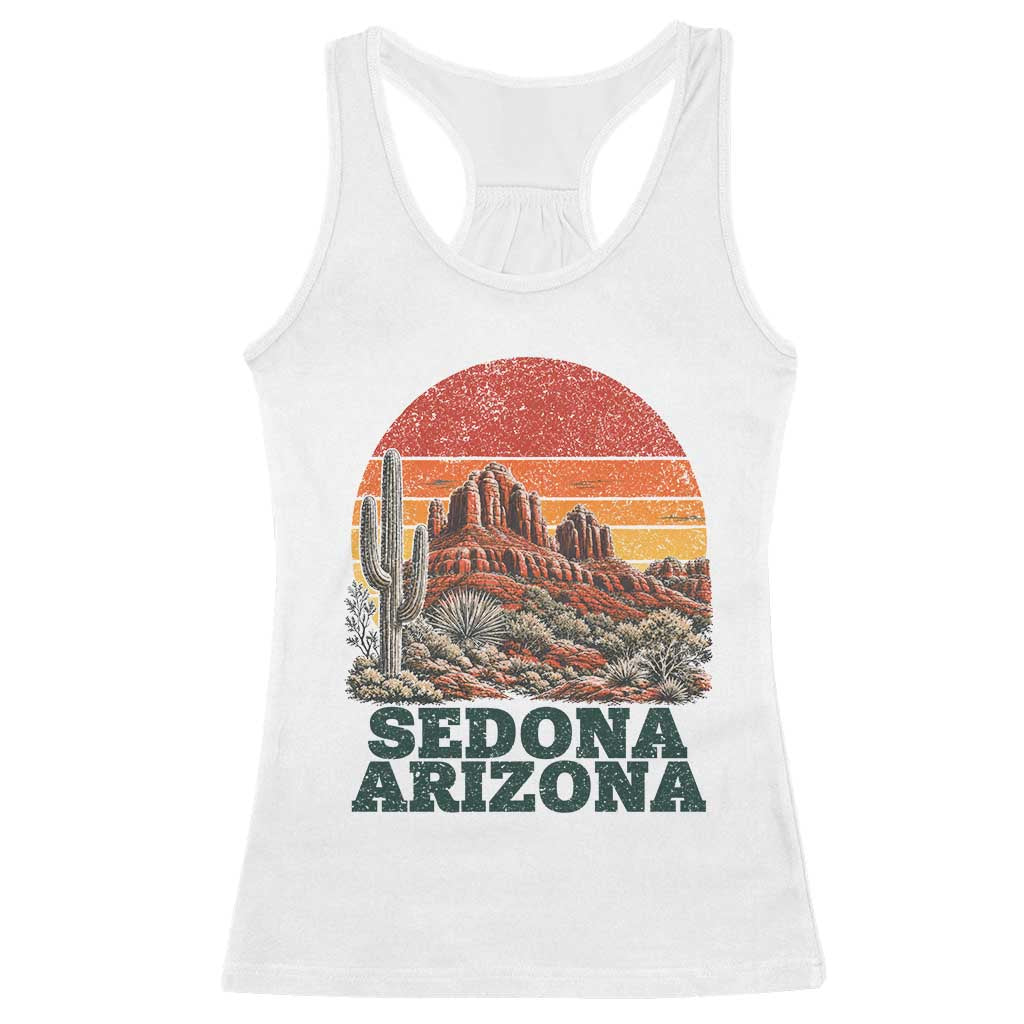 Retro Sedona Arizona Mountain Racerback Tank Top Southwest Hiking Outdoor Nature Souvenir TS14 White Print Your Wear