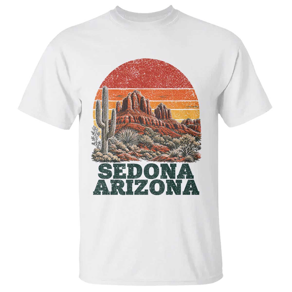Retro Sedona Arizona Mountain T Shirt Southwest Hiking Outdoor Nature Souvenir TS14 White Print Your Wear