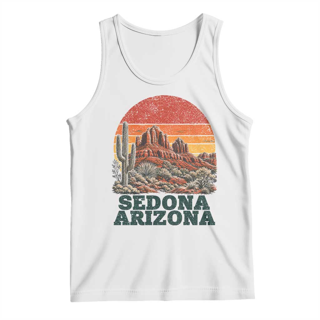 Retro Sedona Arizona Mountain Tank Top Southwest Hiking Outdoor Nature Souvenir TS14 White Print Your Wear