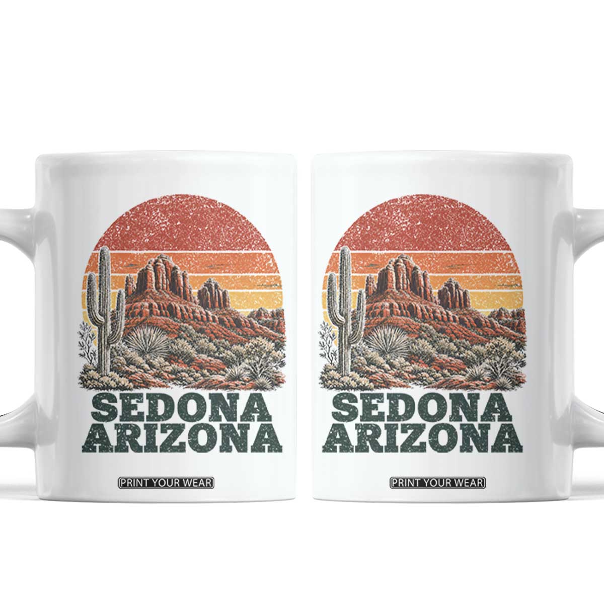 Retro Sedona Arizona Mountain Coffee Mug Southwest Hiking Outdoor Nature Souvenir TS14 White Print Your Wear