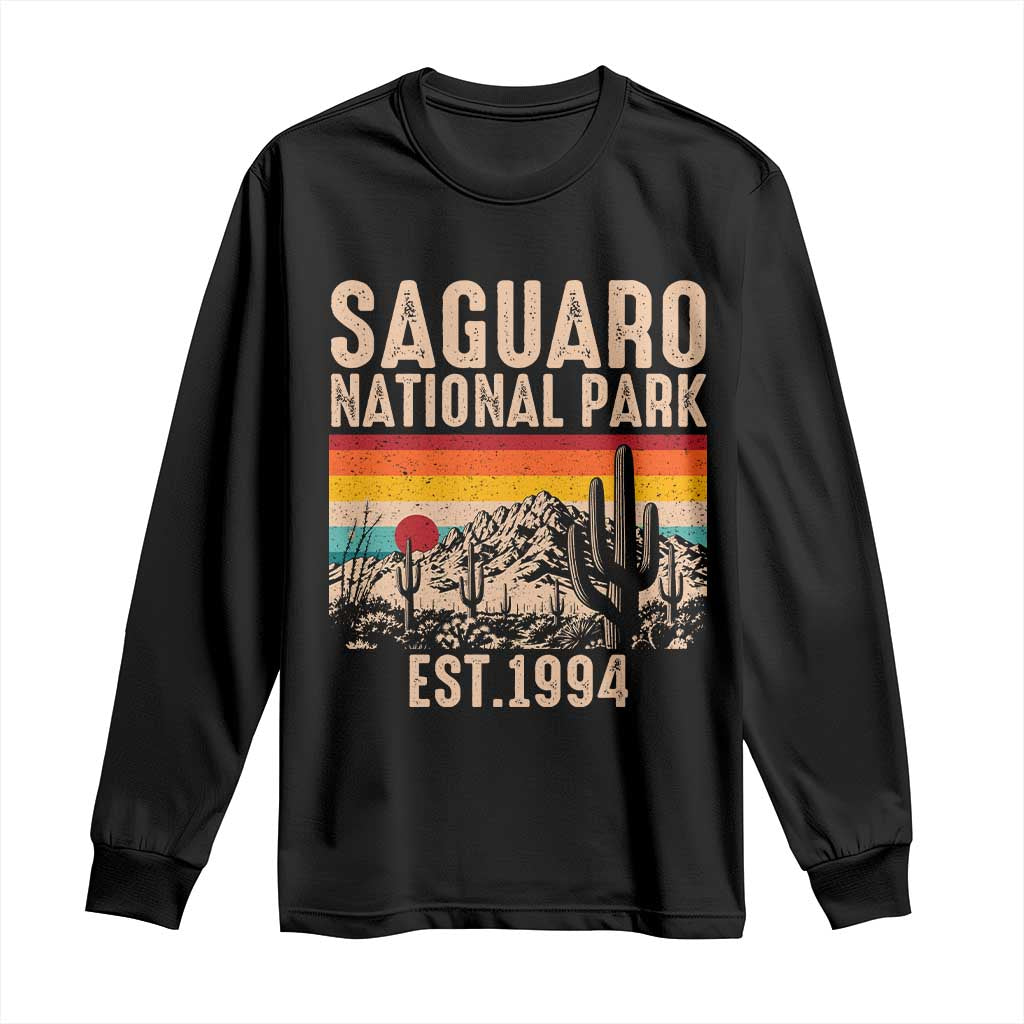 Retro Saguaro National Park Arizona EST 1994 Long Sleeve Shirt Desert Cactus Sunset Hiking Camping Nature Souvenir TS14 Black Print Your Wear