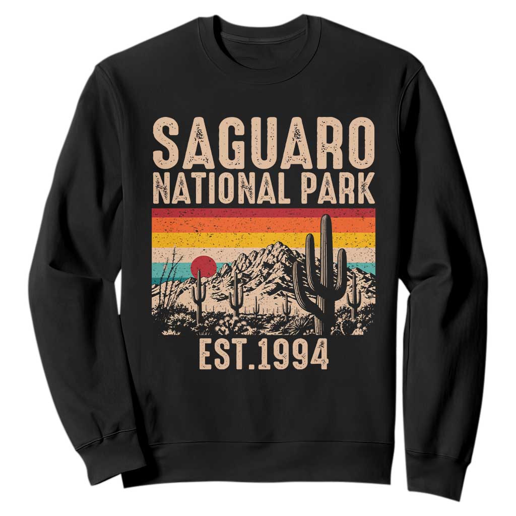 Retro Saguaro National Park Arizona EST 1994 Sweatshirt Desert Cactus Sunset Hiking Camping Nature Souvenir TS14 Black Print Your Wear