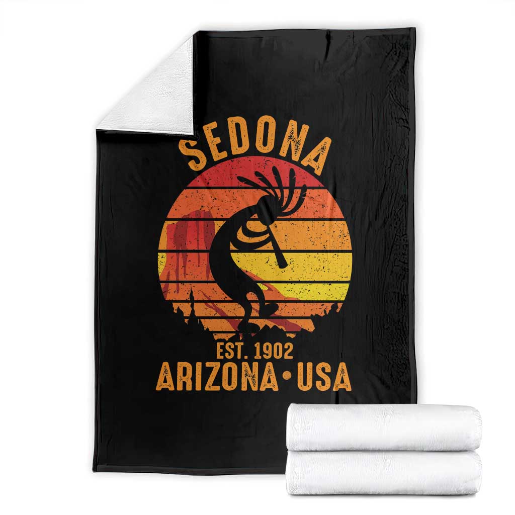Retro Sedona Arizona Dancing Kokopelli Throw Blanket Southwest Native Symbol Desert Heritage Established 1902 TS14 Black Print Your Wear