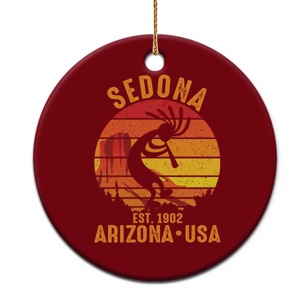 Retro Sedona Arizona Dancing Kokopelli Ceramic Ornament Southwest Native Symbol Desert Heritage Established 1902 TS14 1pc Red Print Your Wear