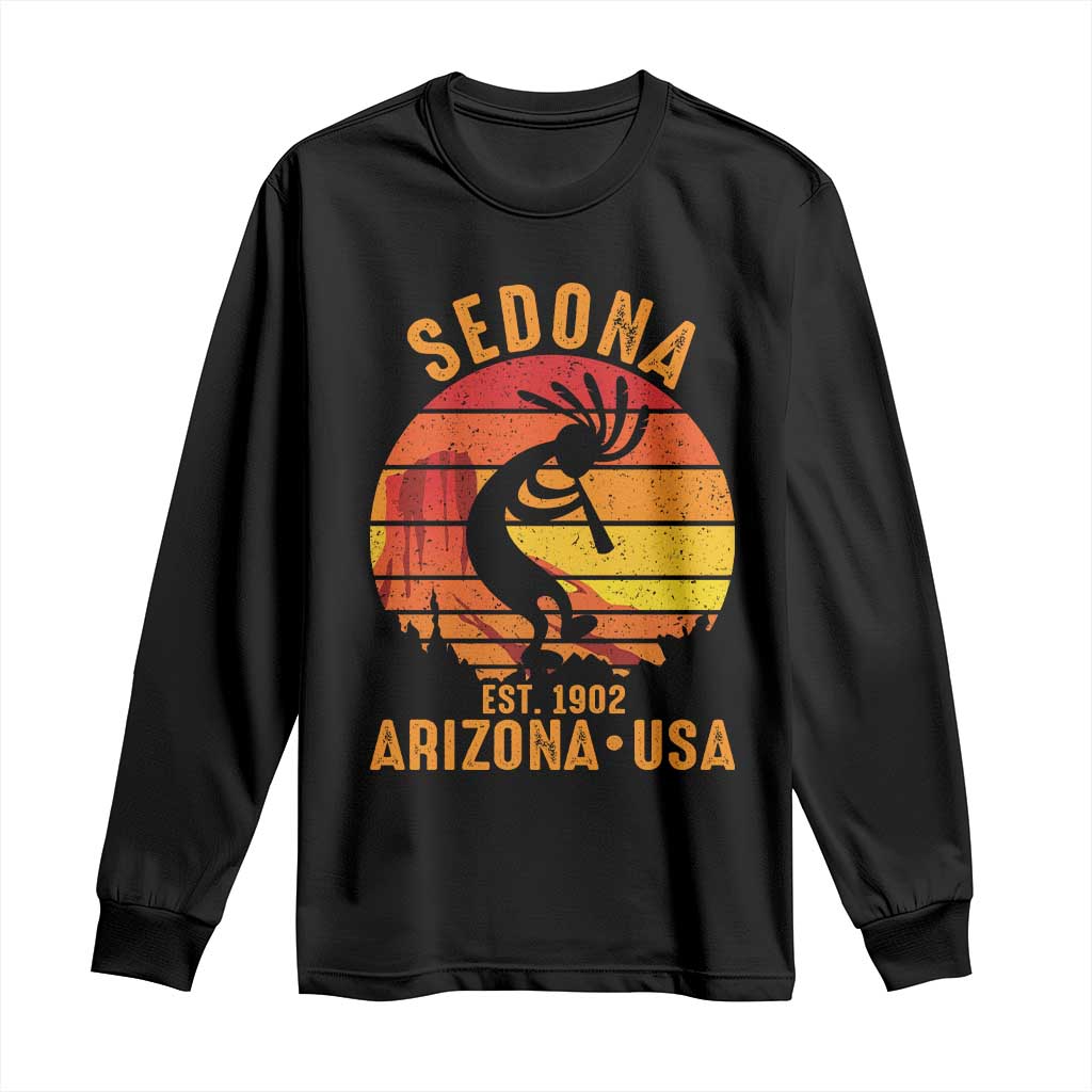 Retro Sedona Arizona Dancing Kokopelli Long Sleeve Shirt Southwest Native Symbol Desert Heritage Established 1902 TS14 Black Print Your Wear