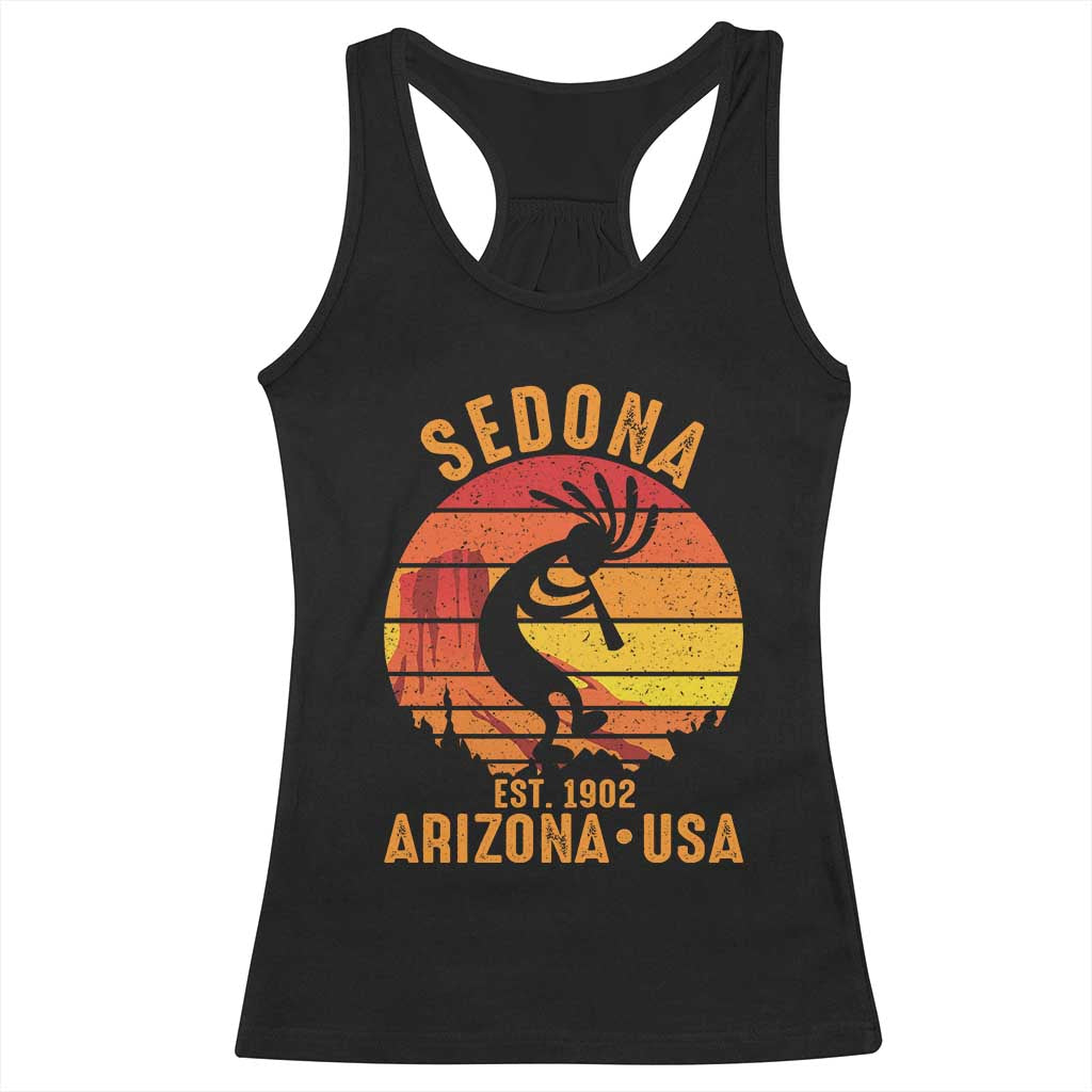 Retro Sedona Arizona Dancing Kokopelli Racerback Tank Top Southwest Native Symbol Desert Heritage Established 1902 TS14 Black Print Your Wear